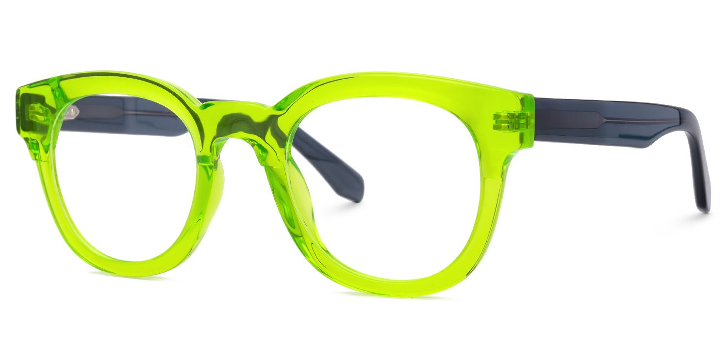 Haina - Round Green Eyeglasses | Vooglam Front View