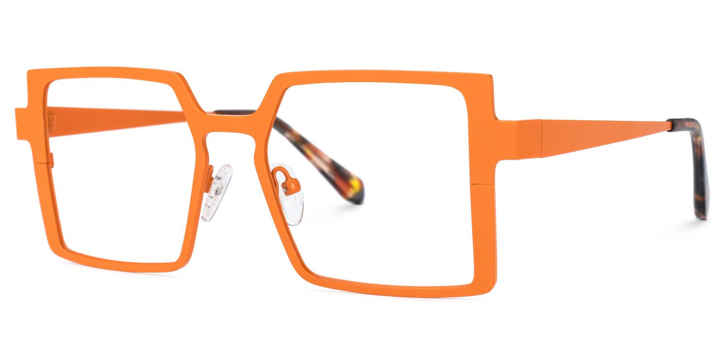 Elowen - Rectangle Orange Eyeglasses by Vooglam - Front View