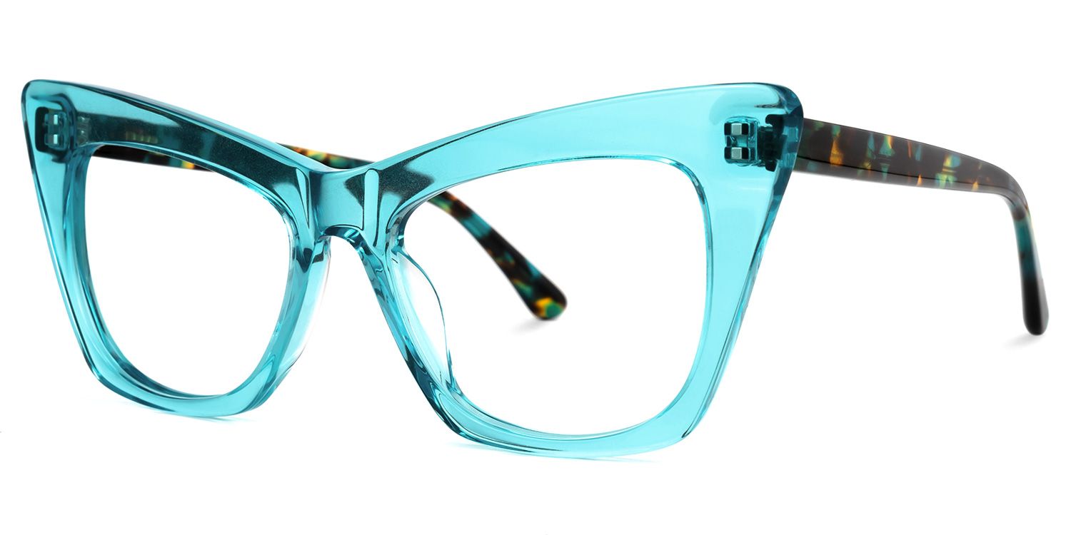 Eamon - Cat Eye Blue Eyeglasses | Vooglam Front View