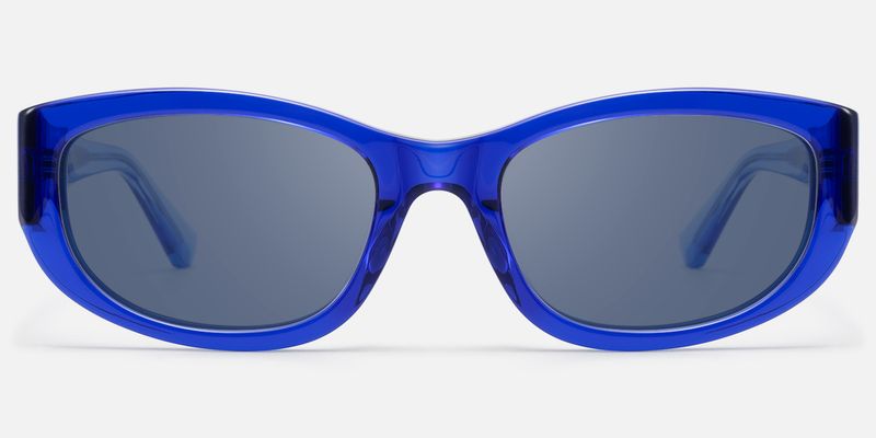 Bubble - Clear Navy Blue Tint Rectangle Shades by Vooglam