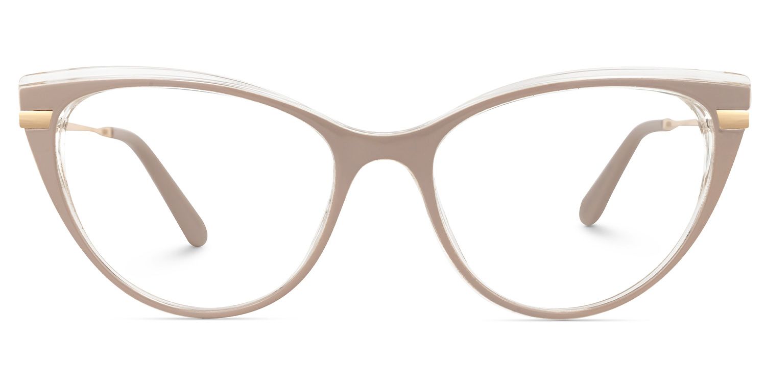 Farolf - Cat Eye Champagne Eyeglasses by Vooglam - Angle View