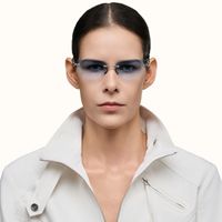 The Decoder - Geometric Silver Sunglasses | Vooglam On Model 1