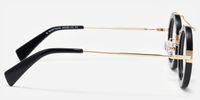 Perkins - Bold Round Black & Gold Retro Glasses | Vooglam Side View