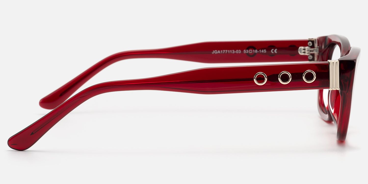 Riven - Bold Ruby Red Thick Cat Eye Frame | Vooglam Side View