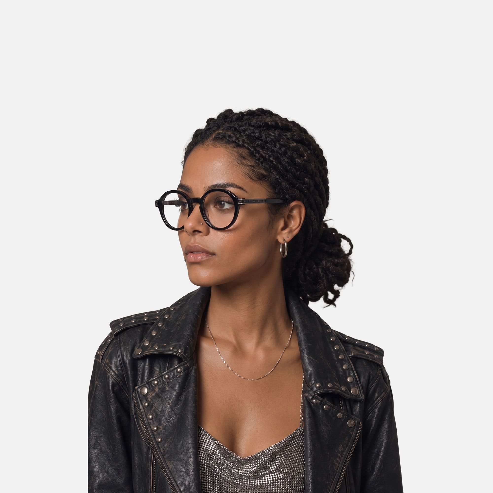 Lennon - Vintage Metal Black Retro Round Frames by Vooglam - Lifestyle Look