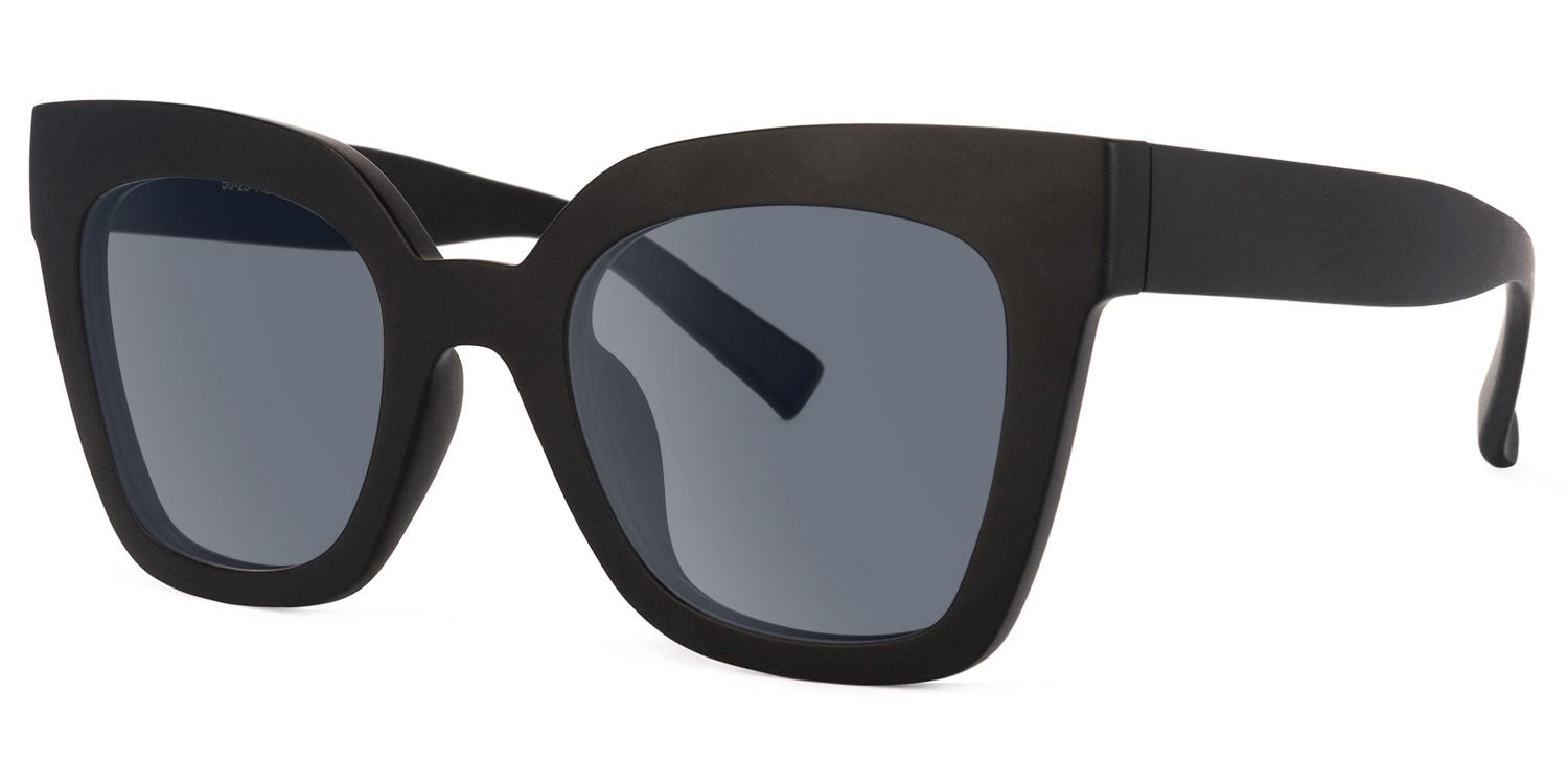 Naila - Square Black Sunglasses│Vooglam Front View