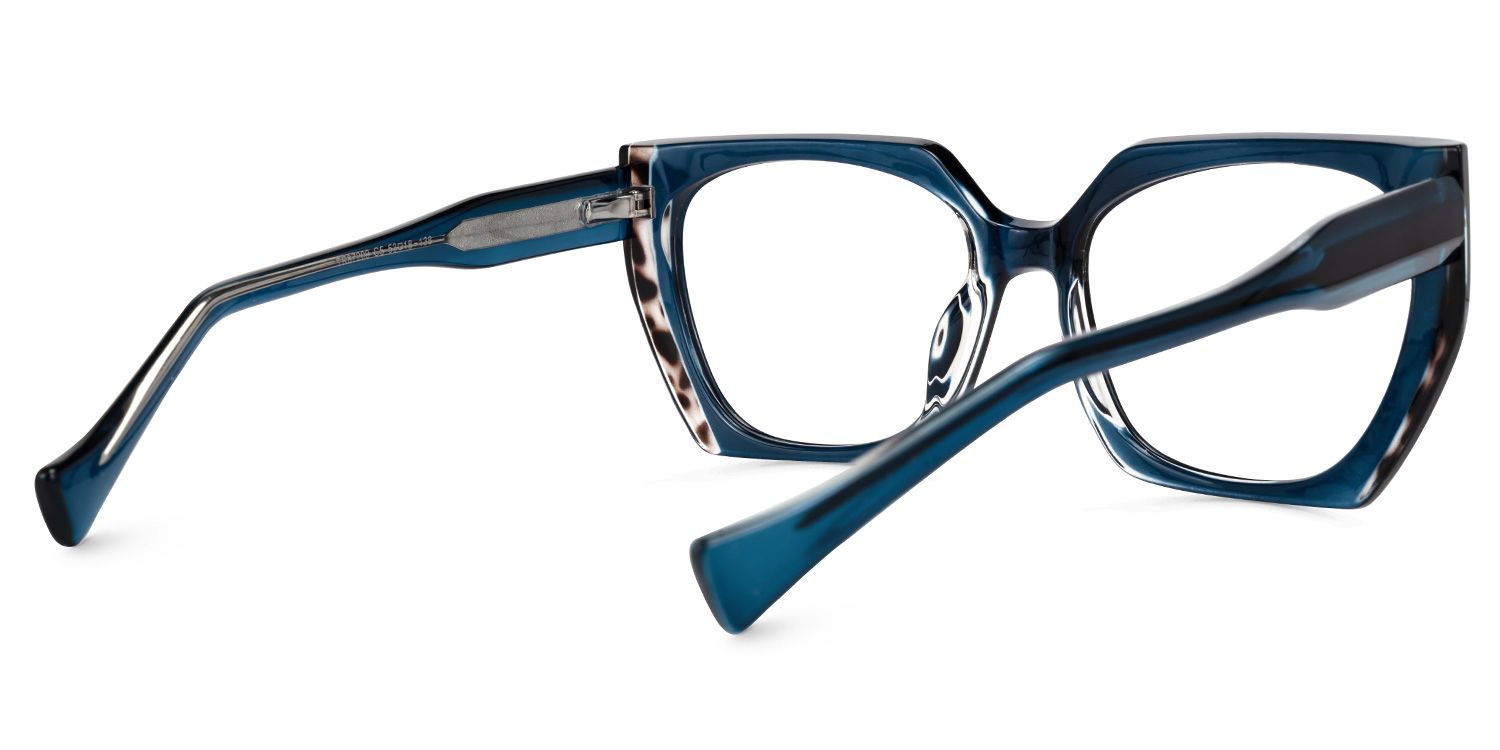Edge - Geometric Blue Eyeglasses | Vooglam Side View