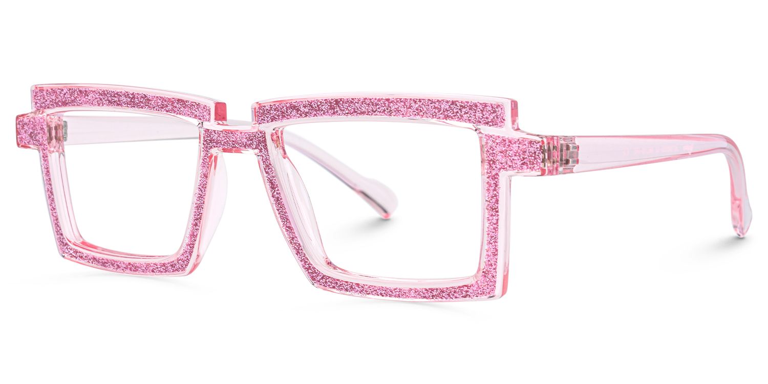Pandeia - Rectangle Pink Eyeglasses | Vooglam Front View