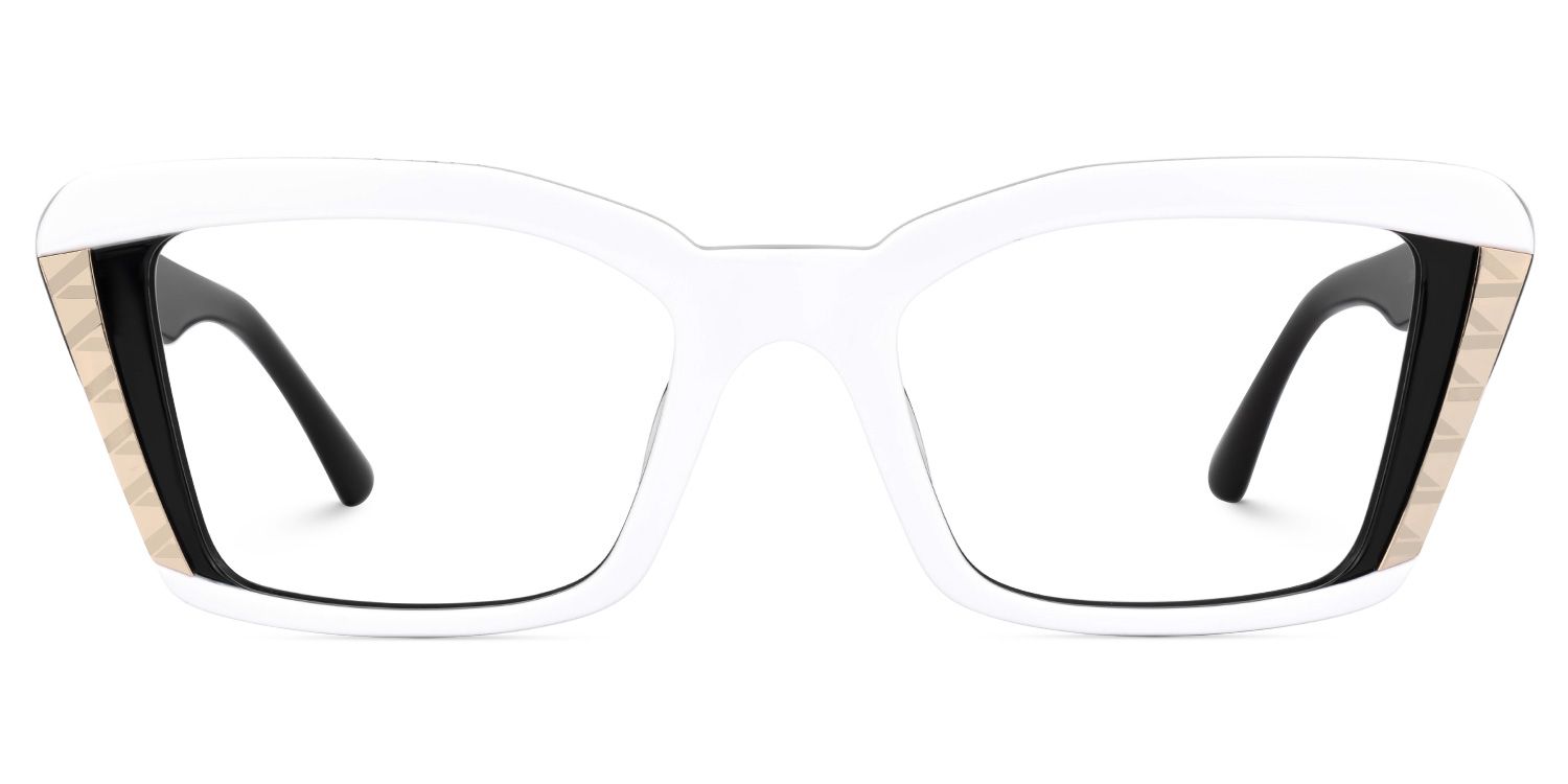 Fiachra - Rectangle White Eyeglasses | Vooglam Angle View