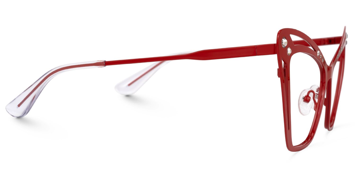 Jeanna - Cat Eye Red Eyeglasses by Vooglam - Product View 4