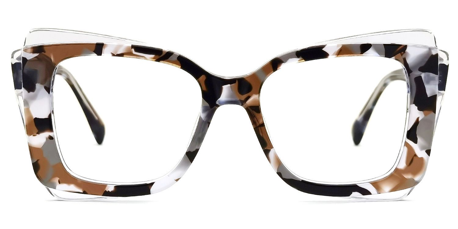 Cheyenne - Rectangle Brown/Pattern Eyeglasses | Vooglam Angle View