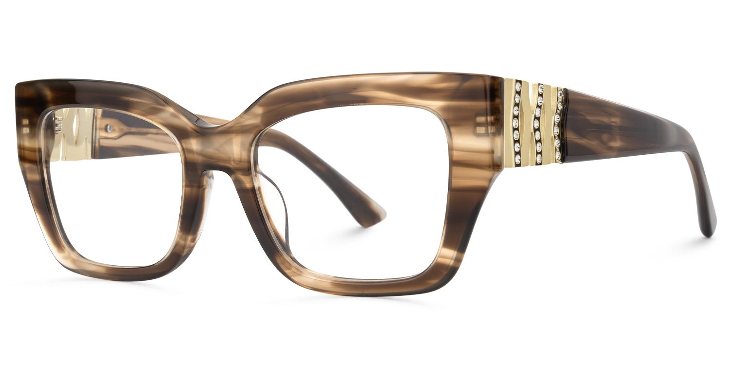 Sable - Square Brown Eyeglasses | Vooglam Front View