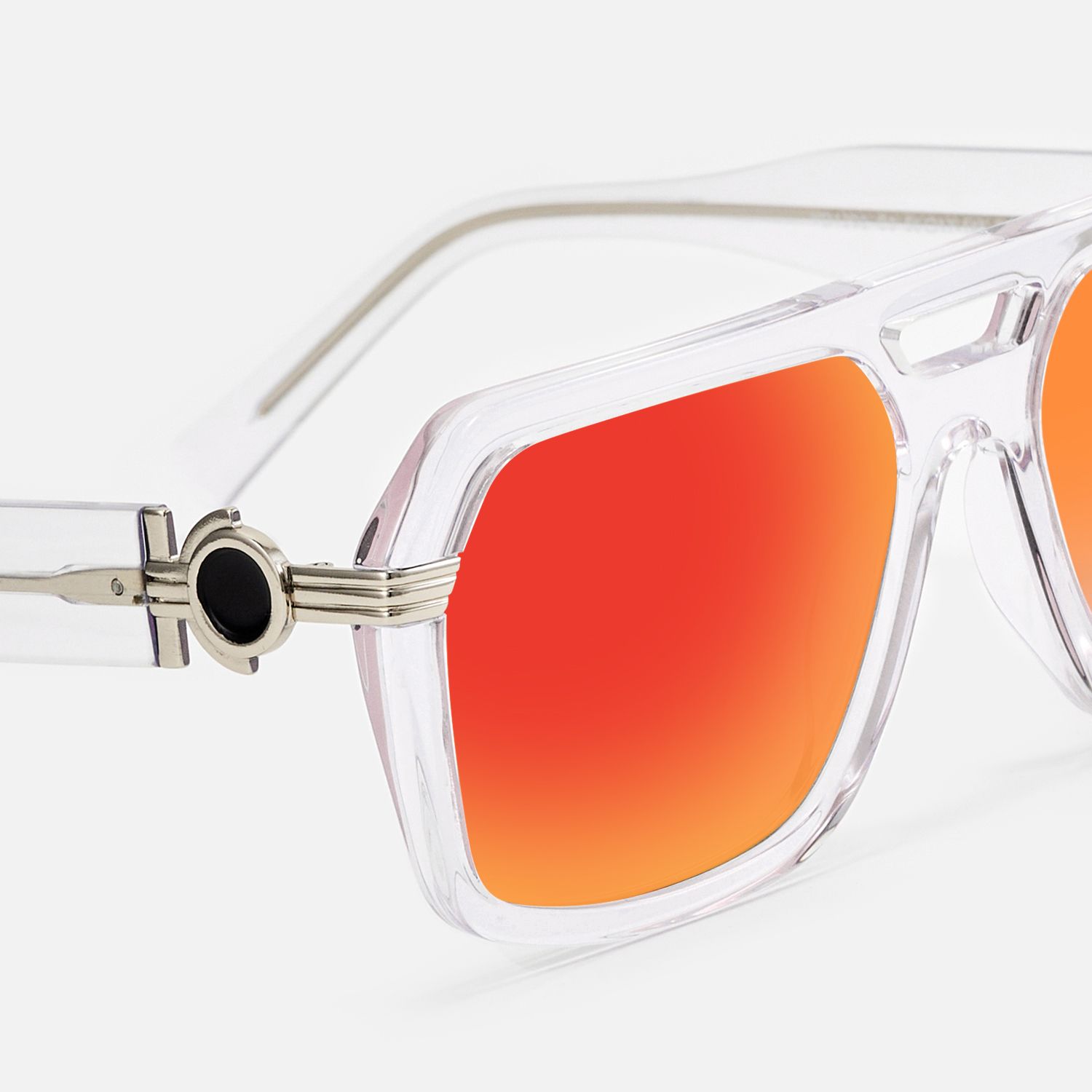 Maverick - Clear Aviator Mirror Sunglasses | Vooglam Design Details