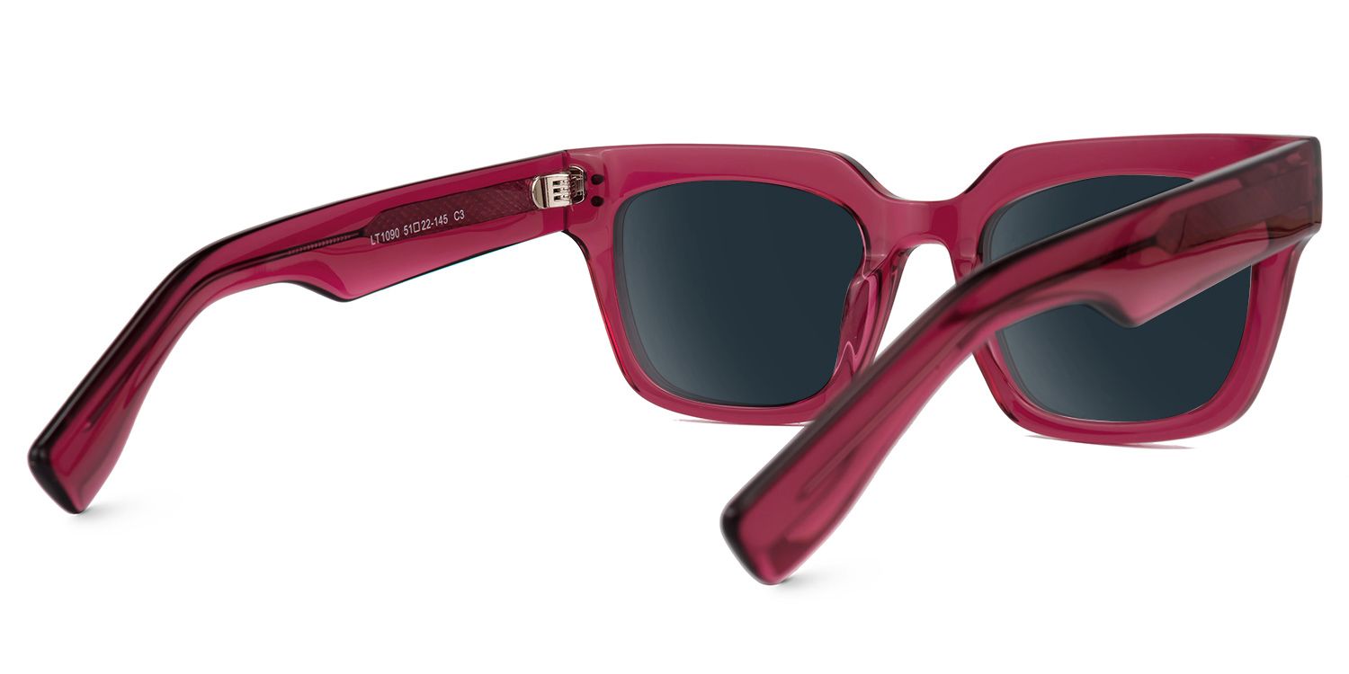 Dawid - Rectangle Red Sunglasses | Vooglam Side View