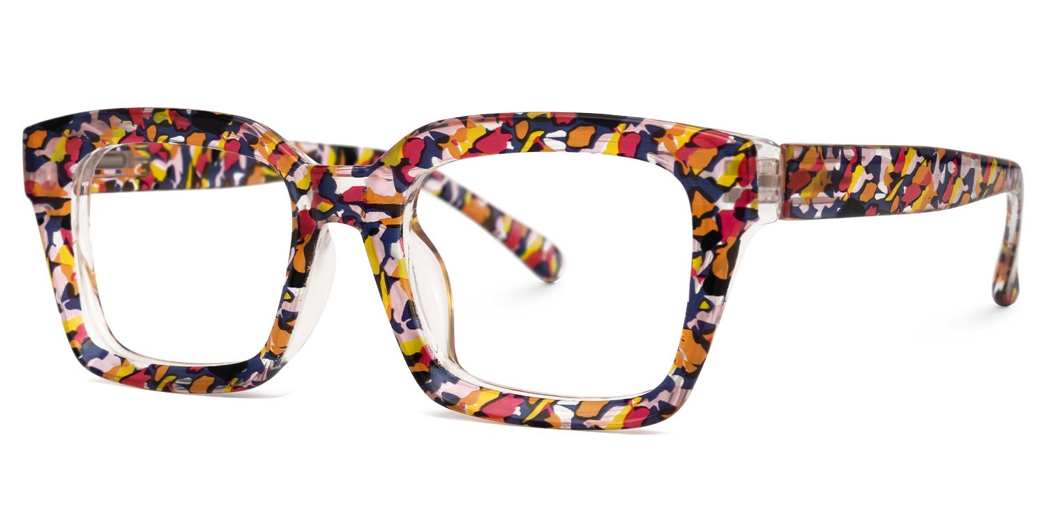 Issay - Rectangle Red/Blue Eyeglasses | Vooglam Front View