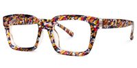 Issay - Rectangle Red/Blue Eyeglasses | Vooglam Front View