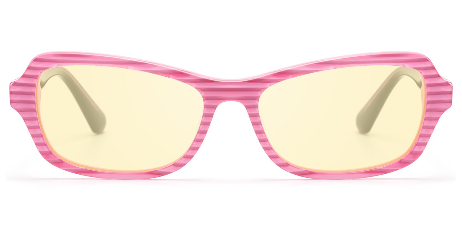 Pop - Pink Striped Light Yellow Lens Shades by Vooglam Product Details 1
