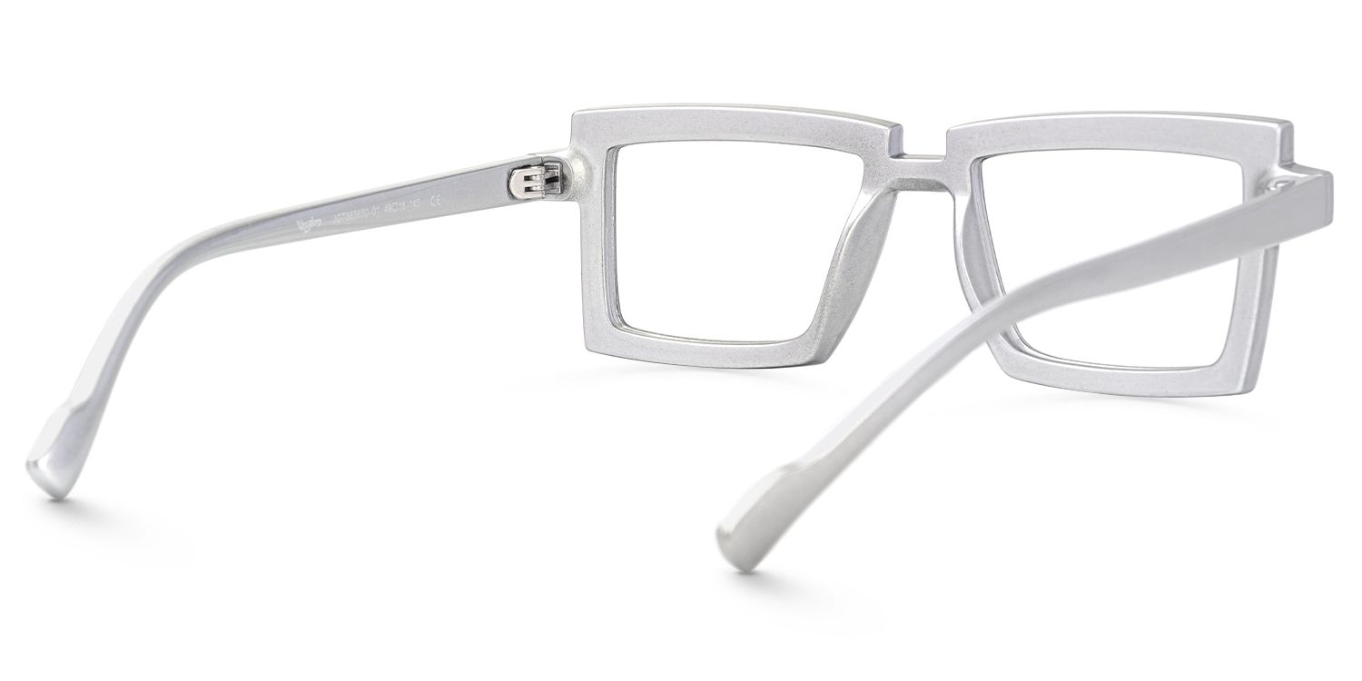 Pandeia - Rectangle Silver Eyeglasses | Vooglam Side View