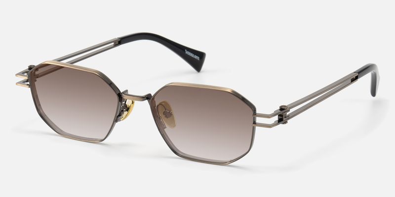 Loos - Gold Double Wire Geometric Sunglasses | Vooglam