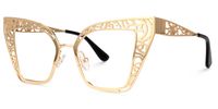 Agalia - Cat Eye Gold Eyeglasses | Vooglam Front View