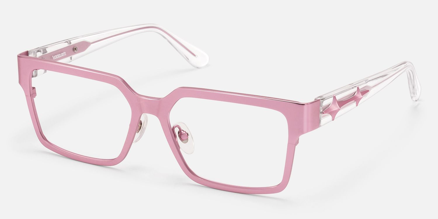 Vector - Matte Pink Metal Embossed Star Glasses by Vooglam - Front View