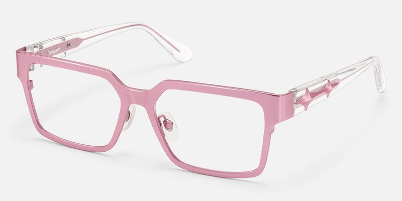 Vector - Matte Pink Metal Embossed Star Glasses by Vooglam