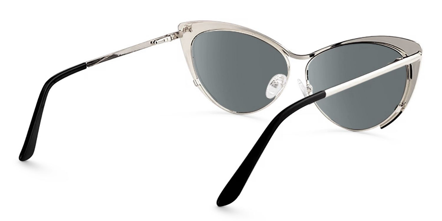 Annabelle - Sleek Silver Cat Eye Sunglasses | Vooglam Side View
