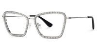 Feodora - Rectangle Silver Eyeglasses | Vooglam Front View