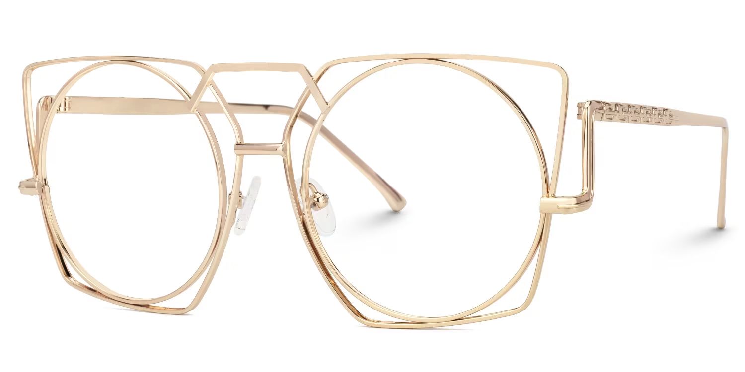 Caren - Aviator Gold Eyeglasses | Vooglam Front View