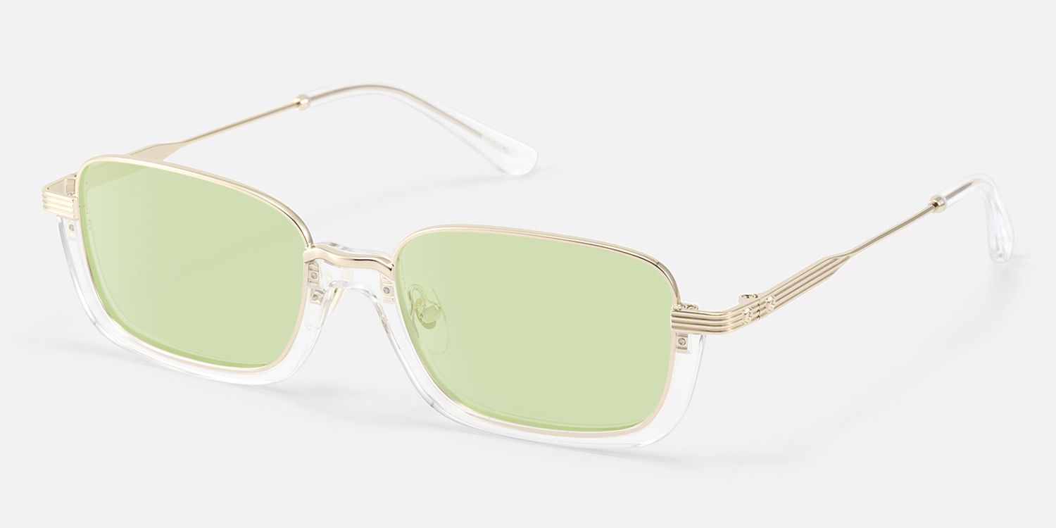 Basel - Light Extra Wide Gold Wire Rim Sunglasses | Vooglam Front View