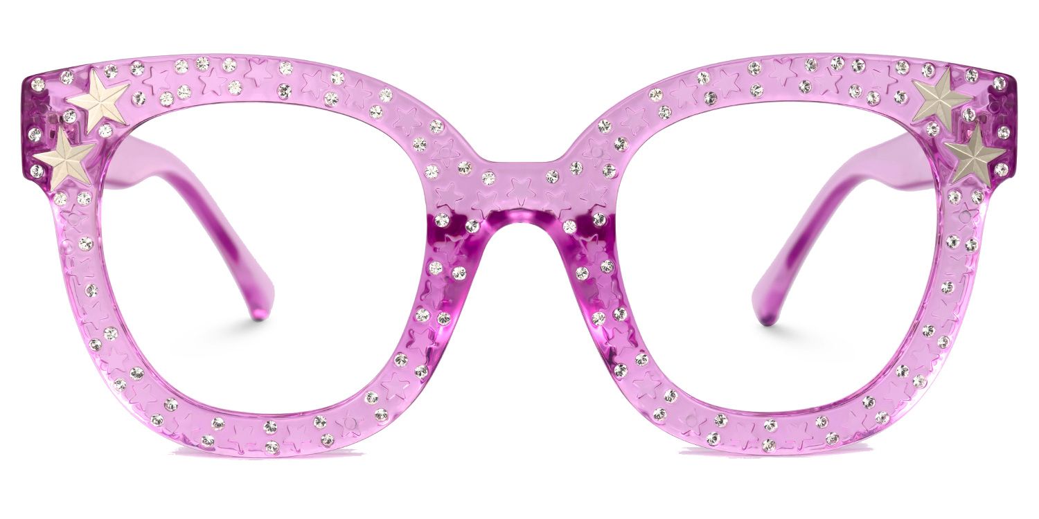 Candice - Square Purple Eyeglasses | Vooglam Angle View