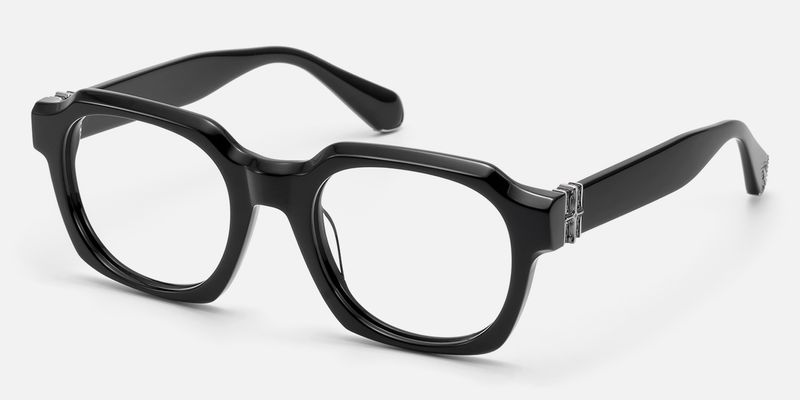 Vernon - Glossy Black Gothic Hexagon Glasses | Vooglam