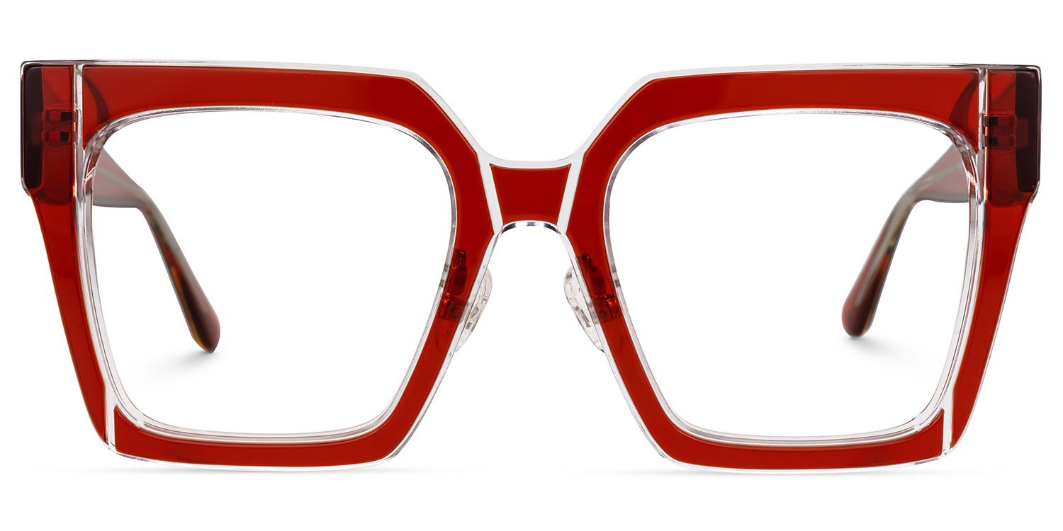 Desmond - Square Red Eyeglasses | Vooglam Angle View