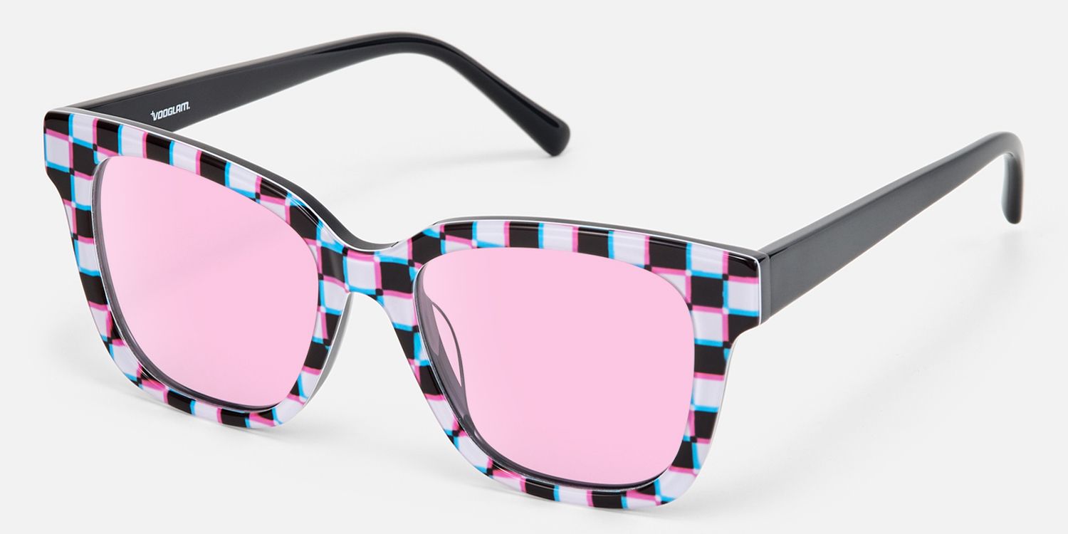 Laisha - Square Pattern Sunglasses | Vooglam Front View