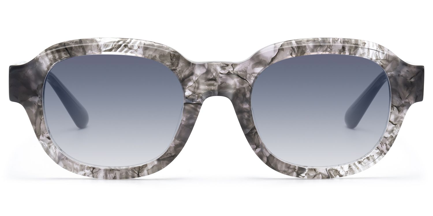 Frame Size of Eerie - Retro Gray Tinted Marbled Round Shades | Vooglam