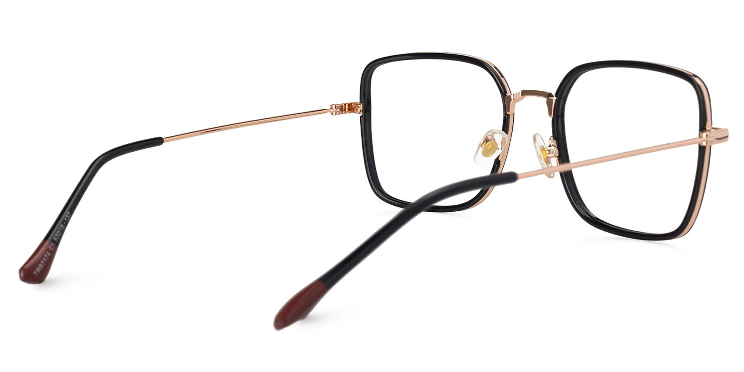 Faber - Square Black Eyeglasses | Vooglam Side View