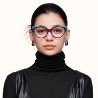 Langley - Purple Cat Eye Glasses | Vooglam On Model 1