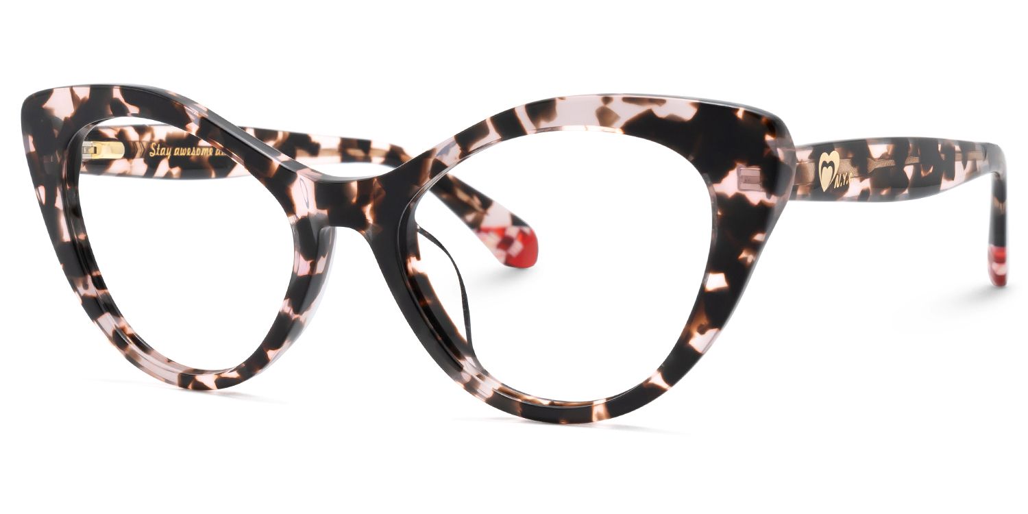 Naira - Cat Eye Floral Eyeglasses | Vooglam Front View