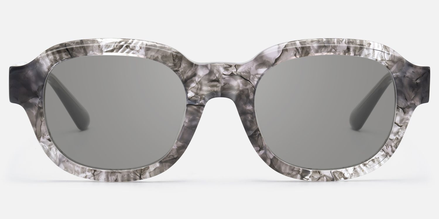 Eerie - Gray Marbled Round Tortoise Sunglasses | Vooglam Angle View