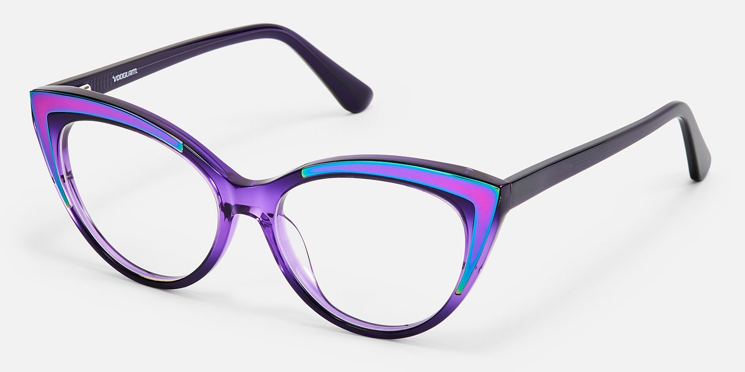 Langley - Purple Cat Eye Glasses | Vooglam Front View