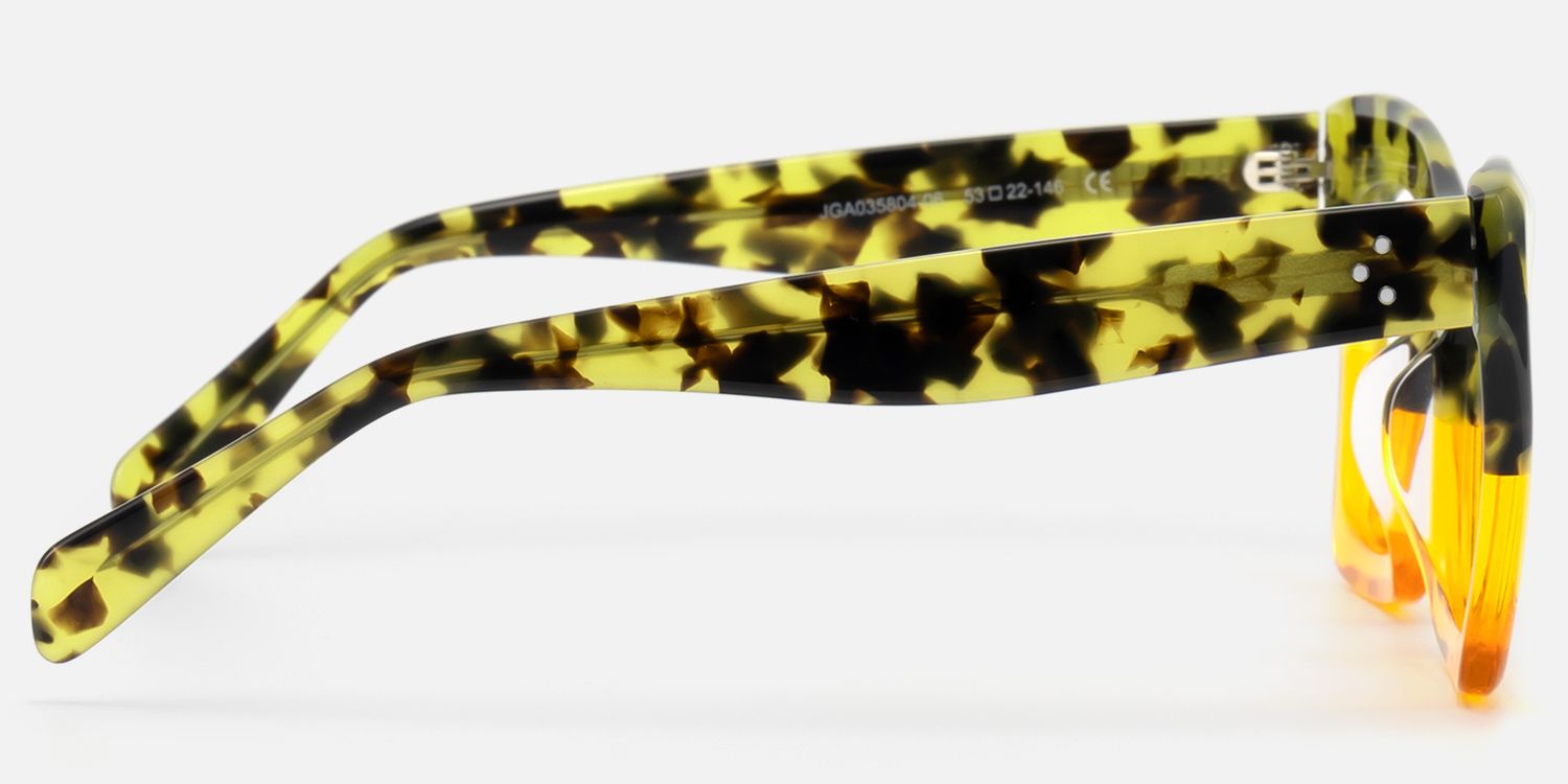Sienna - Bold Tortoise & Yellow Rectangle Frames | Vooglam Side View