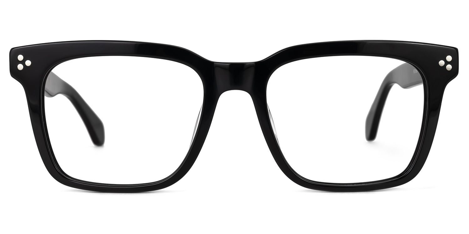 Derora - Rectangle Black Eyeglasses by Vooglam - Angle View