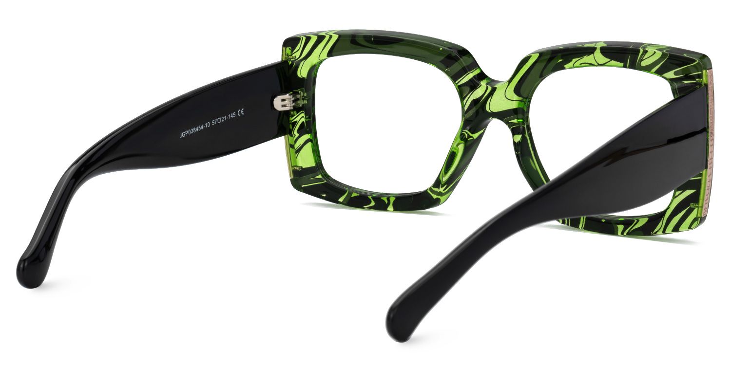 Borislav - Rectangle Green/Pattern Eyeglasses | Vooglam Side View