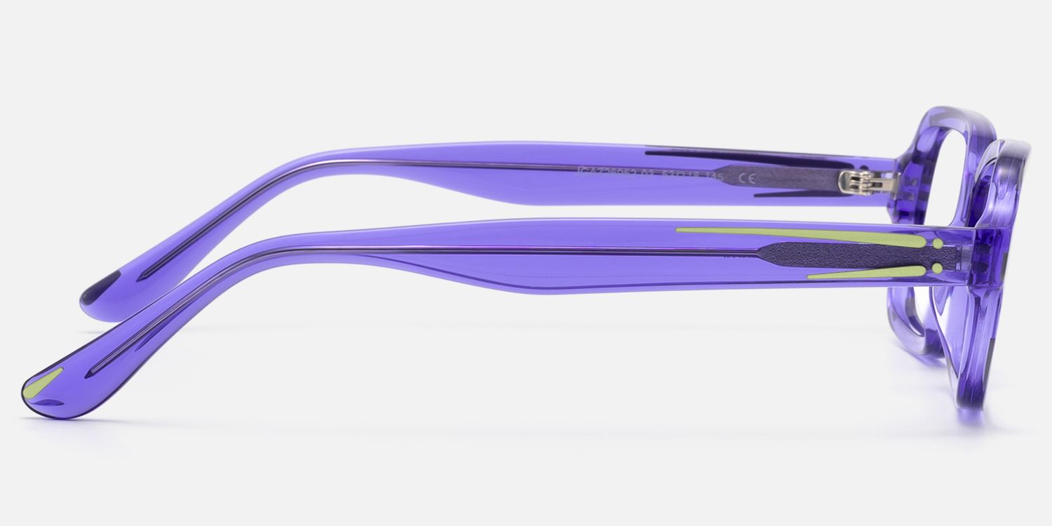 Pixel - Purple Comic Narrow Rectangle Glasses by Vooglam - Side View