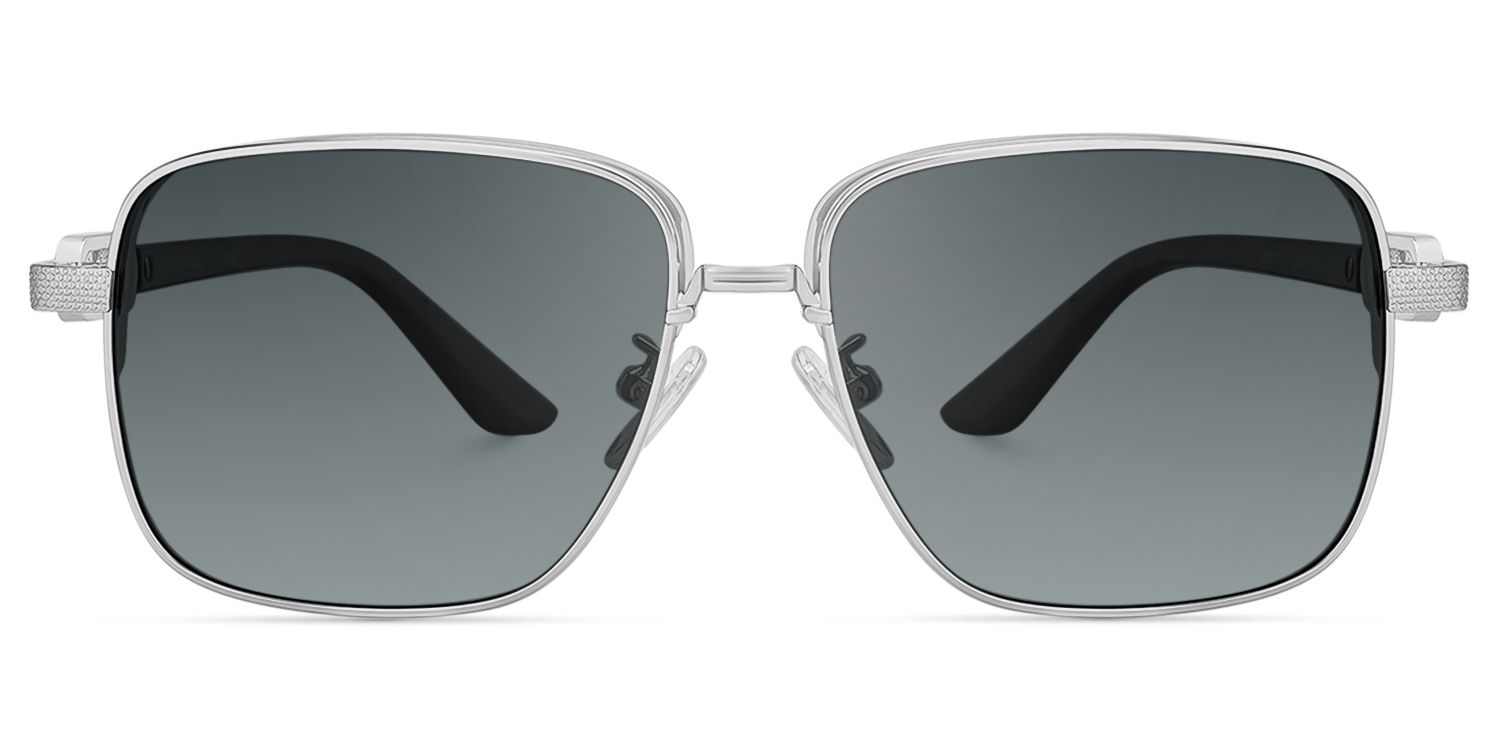 Jadiel - Square Silver Sunglasses | Vooglam Angle View