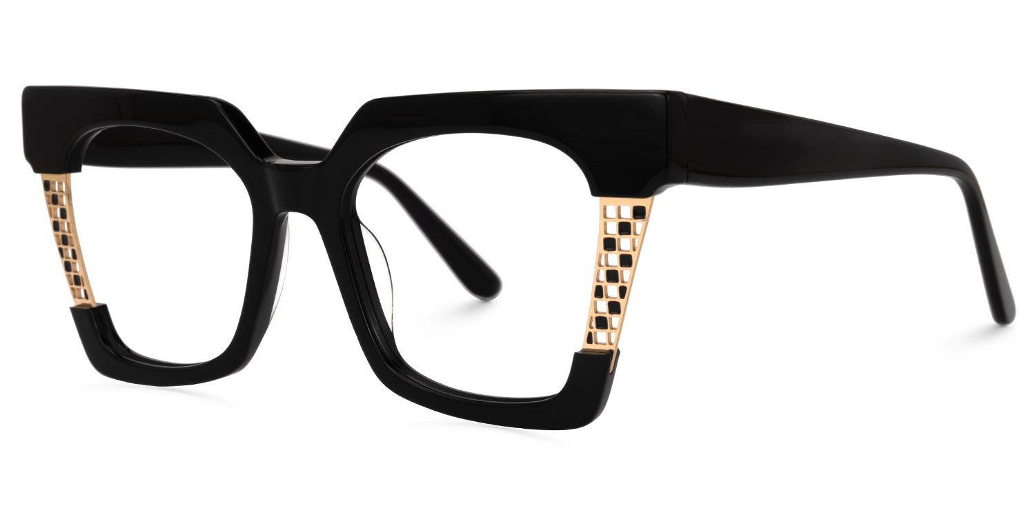 Admir - Square Black Eyeglasses | Vooglam Front View