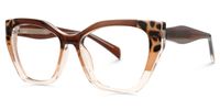 Desdra - Cat Eye Brown Eyeglasses | Vooglam Front View