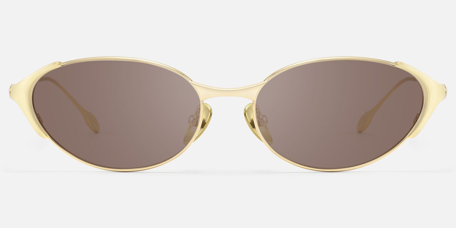 Ebisu - Vintage Oval Silver Brown Tinted Sunnies | Vooglam Angle View