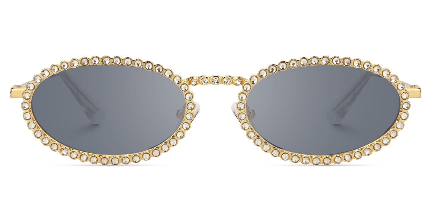 Fergie - Oval Gold Sunglasses | Vooglam Angle View