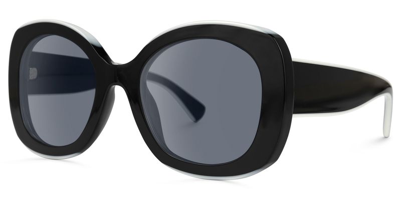 Athina - Round Black Sunglasses